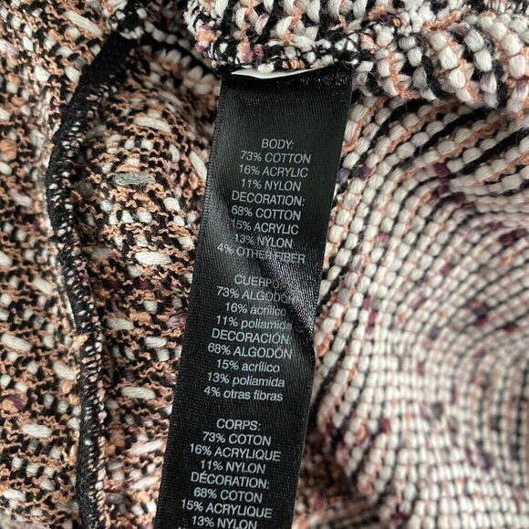 White House Black Market Open Tweed Cardigan XLP Double Fringe CJ-1761 - Picture 7 of 8